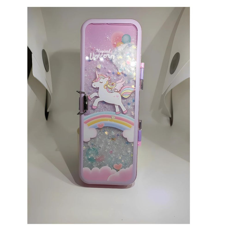 Kids Pencil Box with Lock | Cute Cartoon Design | Multi-Compartment Stationery Organizer for School Boys & Girls (Mermaid / Unicorn / Space Variants)