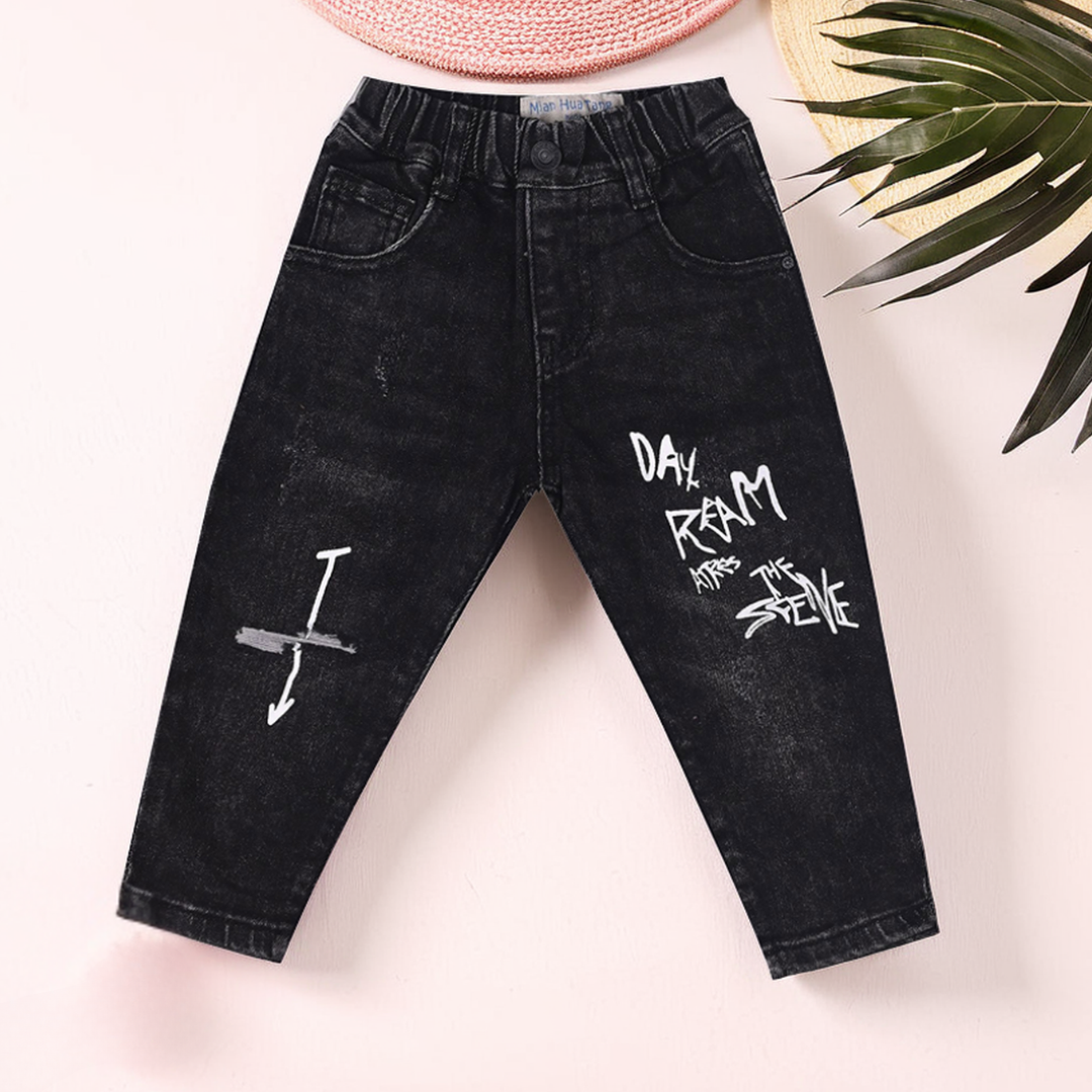 Kids' Distressed Black Denim Jeans