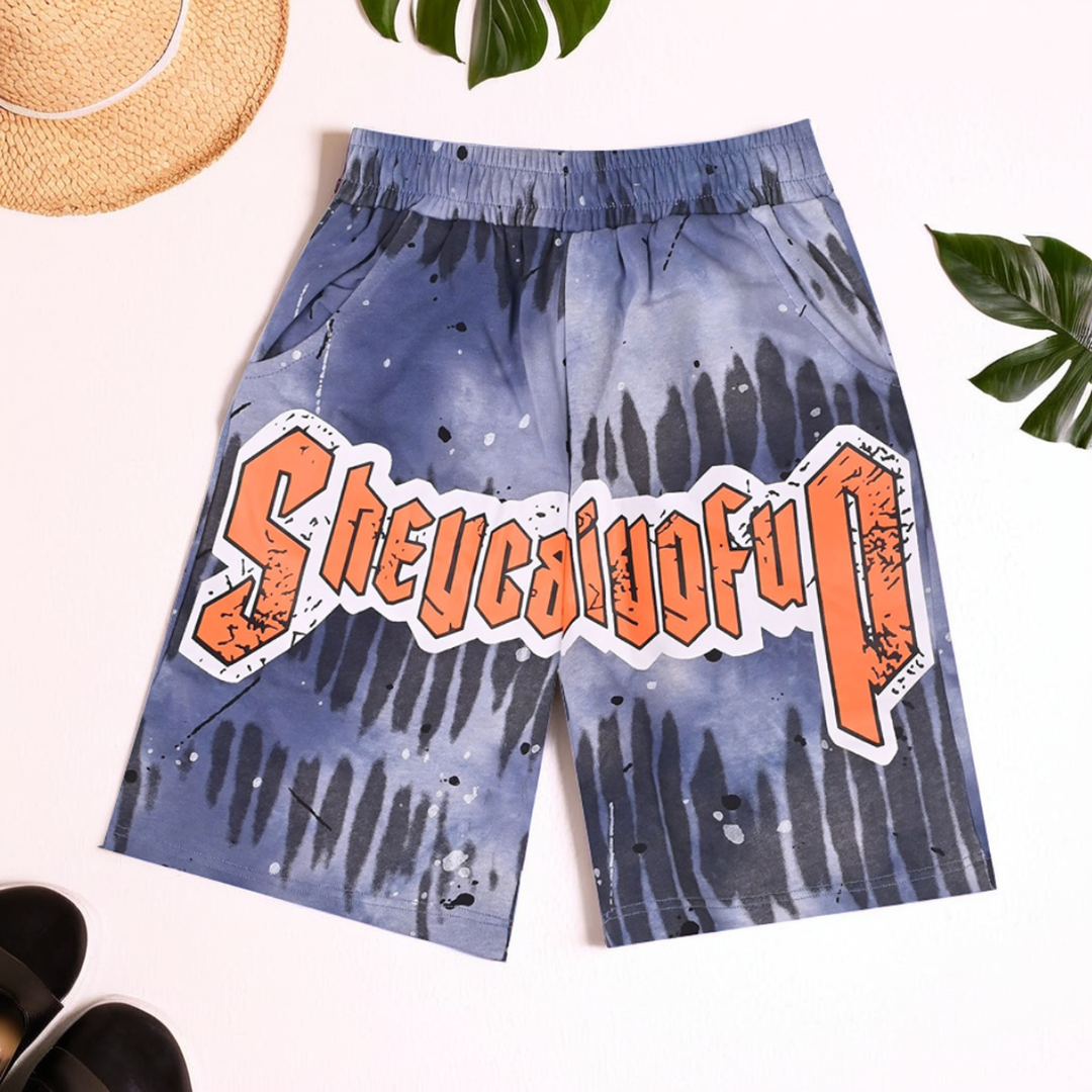 Kids' Blue Tie-Dye T-Shirt & Shorts Set – Round Neck Half Sleeve