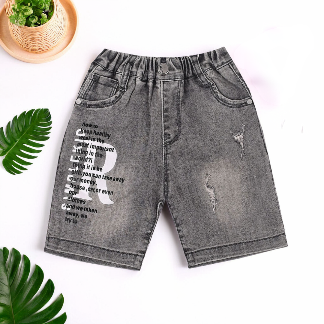 Kids' Distressed Grey Shorts  - Trendy & Cool