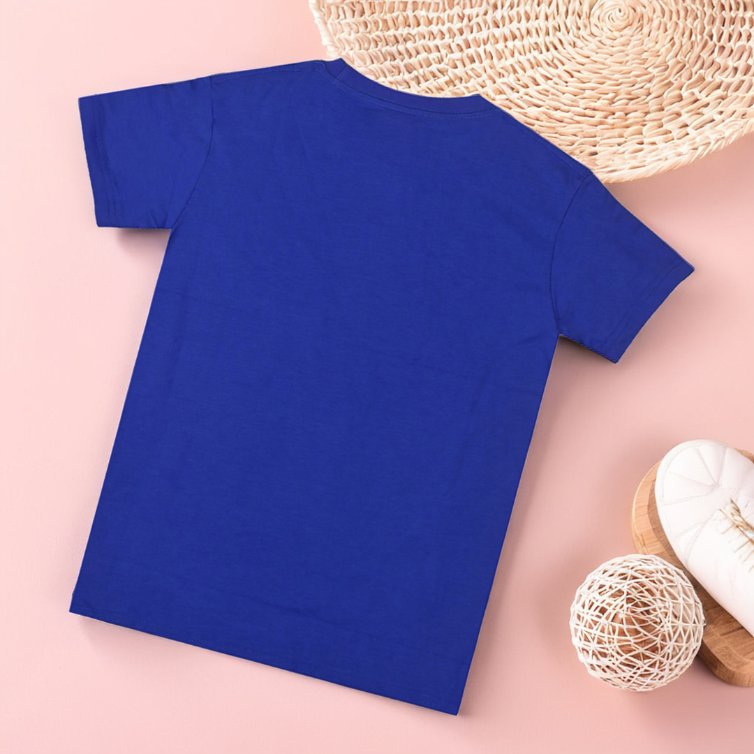 Boys' Solid Blue T-Shirt – Half Sleeve Round Neck