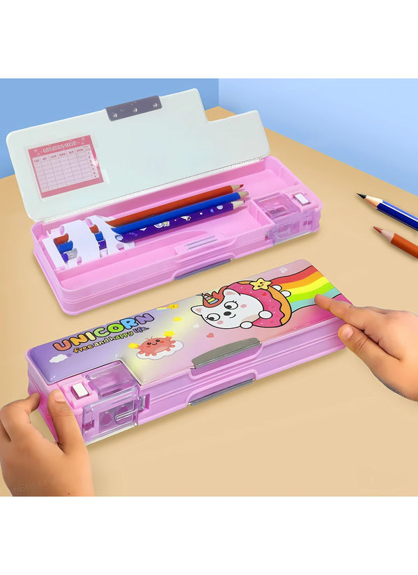 Multifunctional Magnetic Pencil Box with Sharpener for Kids – Space, Dinosaur & Unicorn Designs