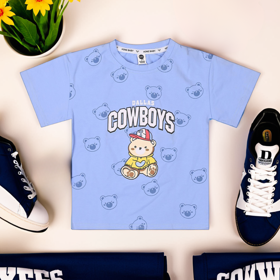 Boys' Teddy Printed T-Shirt – Round Neck Half Sleeve