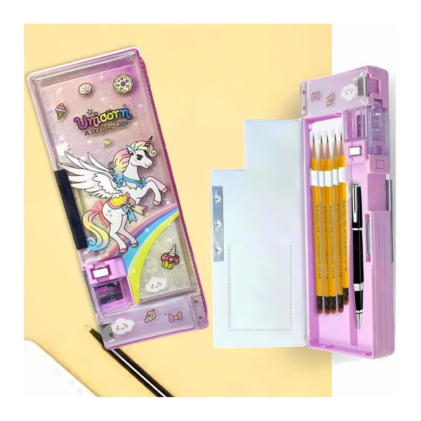 Magical Cartoon Pencil Box for Kids – Mermaid, Unicorn, Space & Dino Designs