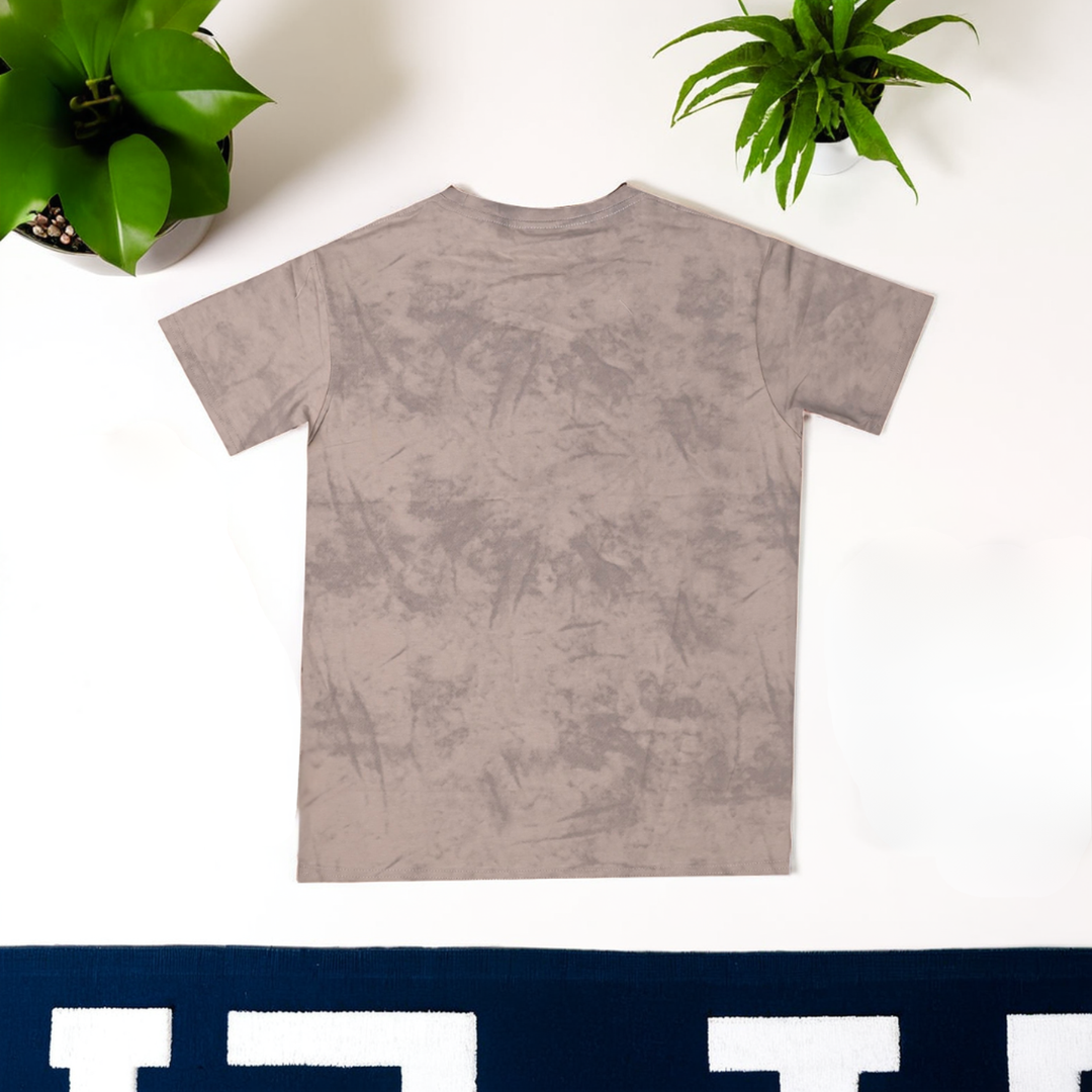 Boys' Cream Tie-Dye T-Shirt – Round Neck Half Sleeve with Graphic on Chest