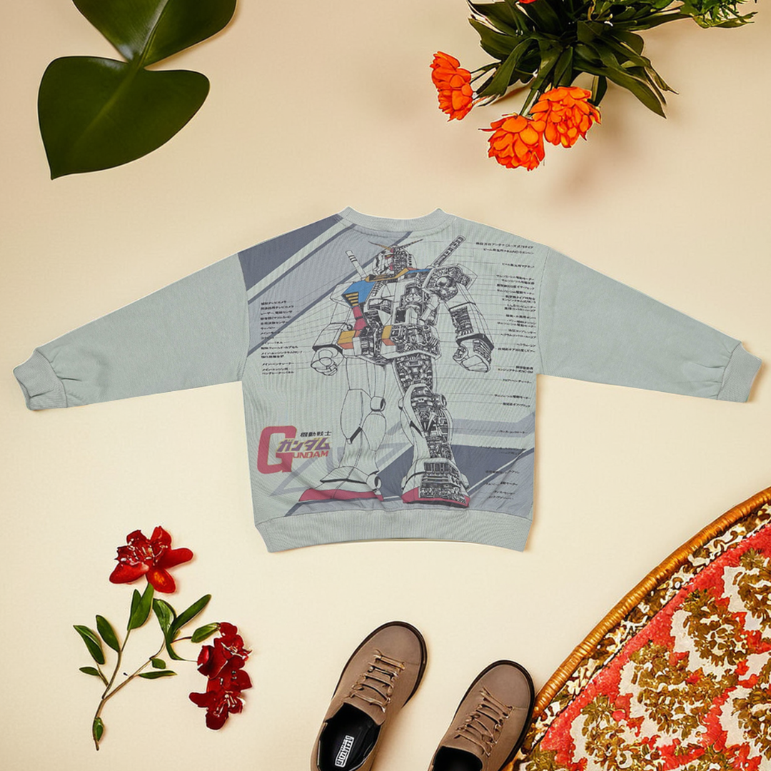 Boys' Off-White Long Sleeve Round Neck Sweater – Graphic Printed