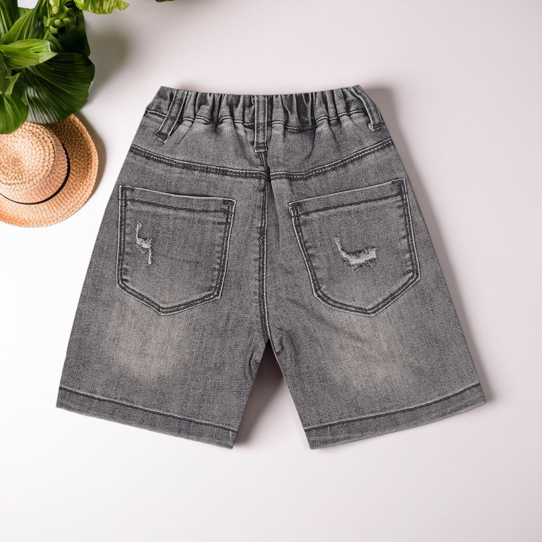 Kids' Distressed Grey Shorts  - Trendy & Cool