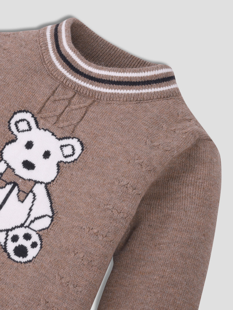 Adorable Brown Knit Teddy Bear Sweater & Pant Set