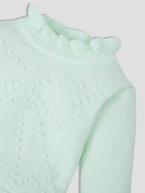 Luxurit Elegant Mint Green Ruffled Knit Sweater & Pant Set