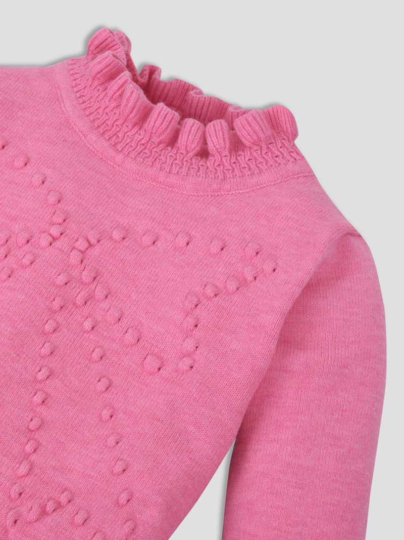 Luxurit Charming Pink Ruffled Knit Sweater & Pant Set