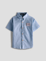 Luxurit Boys' Classic Button-Up Plain Cotton Shirt (Sky Blue)