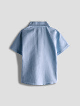 Luxurit Boys' Classic Button-Up Plain Cotton Shirt (Sky Blue)