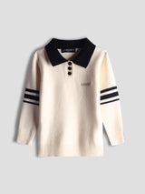 Luxurit Elegant Beige Kids' Sweater with Contrasting Collar