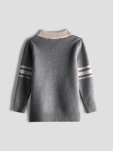 Luxurit Sophisticated Grey Kids' Sweater with Contrasting Collar