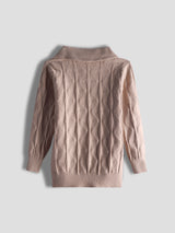 Luxurit Elegant Light Brown Color Kids' Winter Sweater with Diamond-Knit Pattern