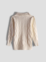 Luxurit Elegant Beige Color Kids' Winter Sweater with Diamond-Knit Pattern