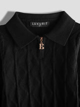 Luxurit Elegant Black Color Kids' Winter Sweater with Diamond-Knit Pattern