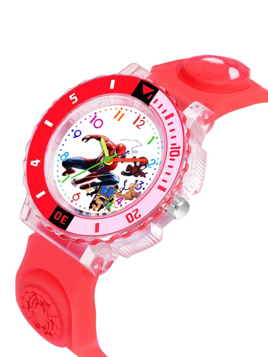 Boys Patterned Dial & Straps Analogue Watch Spider Red