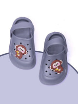 Unisex Kids Grey and Brown Self-Design Croslite Clogs