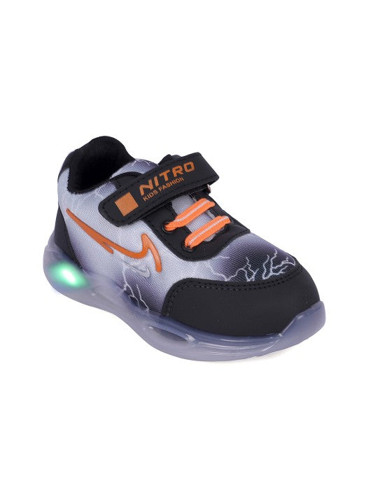 Kids' Black LED Sneakers with Velcro Fastening