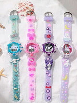 Kids - Girls Patterned Dial & Straps Digital Multi-Function Watch Cinna Blue