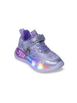 Kids LED Velcro PU Sneakers – Purple with Velcro Fastening