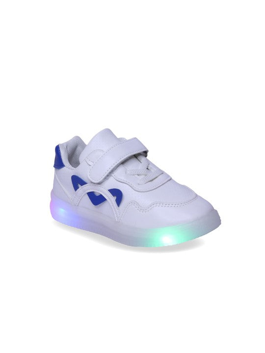 Unisex Kids Colourblocked PU Slip-On Sneakers – White with Velcro and Bows