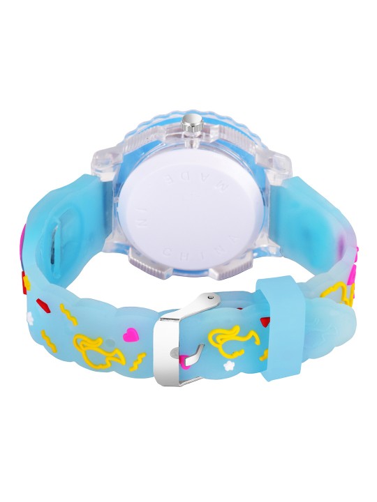 Girls Patterned Dial & Straps Analogue Watch Barbie SkyBlue