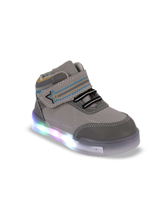 Kids' Grey LED Sneakers with Velcro Strap