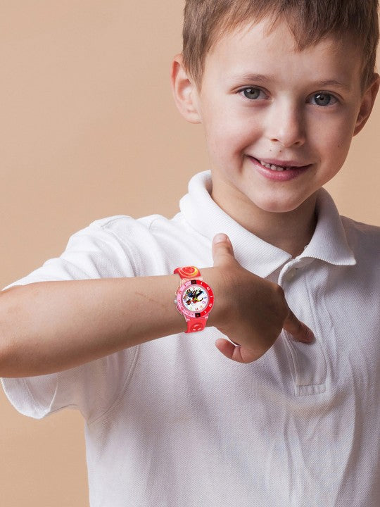 Boys Patterned Dial & Straps Analogue Watch Spider Red