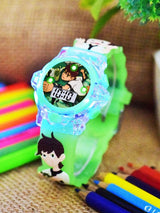 Boys Printed Dial & Silicon Strap Digital Watch - Ben10 Green