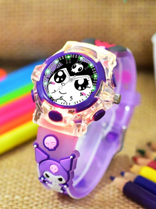 Girls Printed Dial & Straps Analogue Watch Kuromi Purple