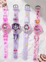 Kids-Girls Patterned Dial & Straps Digital Multi Function Watch Melody Pink