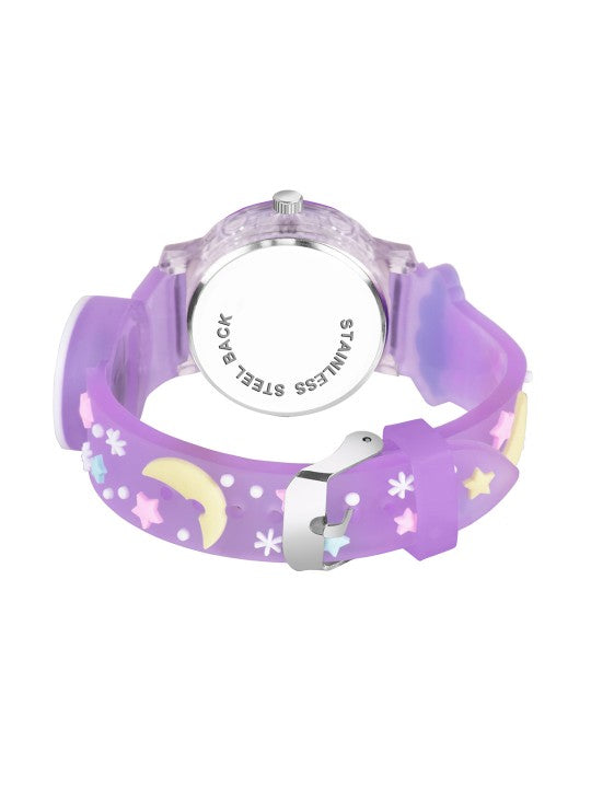 Girls Patterned Dial & Purple Silicon Strap Digital Multi-Function Watch - FlyUnicorn