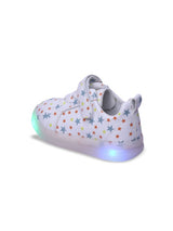 Unisex Kids Printed PU Sneakers – White with Laser Cut Detailing