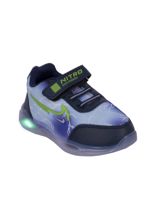 Kids' Navy Blue LED Sneakers with Velcro Fastening