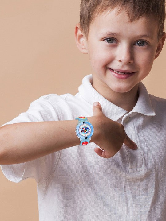 Kids - Boys Patterned LED Dial & Straps Analogue Watch - Spider SkyBlue