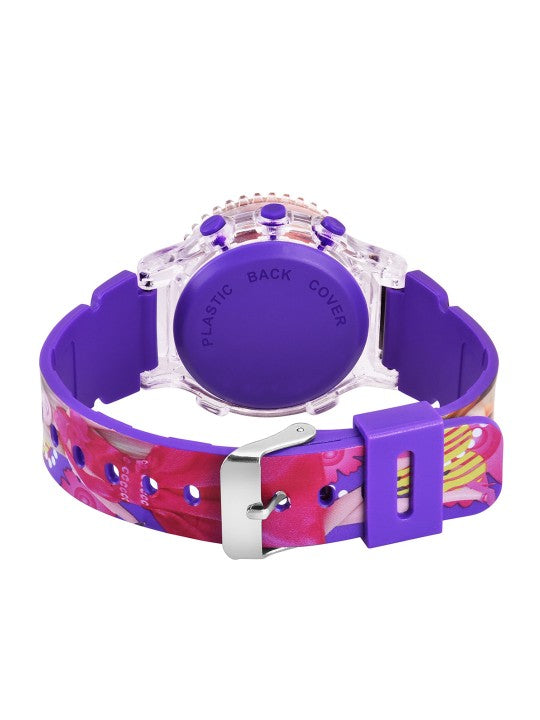 Kids Barbie Printed Dial & Straps Digital Multi Function Watch Purple