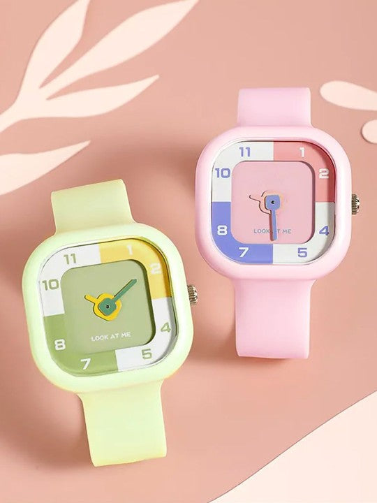 Unisex Kids Analogue Watch - Pink Dial & Silicon Strap