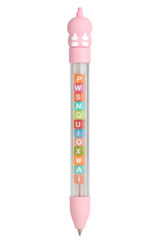 Pack of 5 Cute Alphabet Bead Gel Pens for Kids | 0.7mm Smooth Writing | Multicolor Ink with Animal Caps