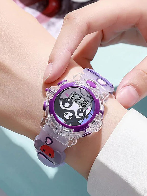 Girls Patterned Dial & Straps Digital Multi-Function Watch - Kuromi Purple