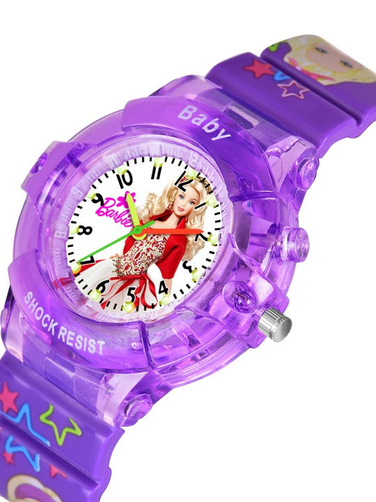 Girls Printed Dial & Straps Analogue Watch Barbie Purple