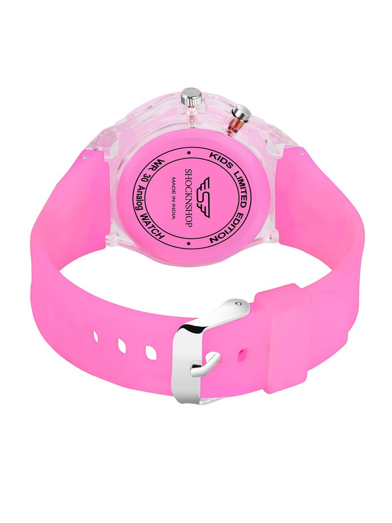 Girls Printed Dial & Rubber Strap Analogue Watch - Pink Barbie Kids