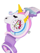 Girls Patterned Dial & Straps Analogue Watch Unicorn Purple