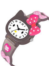 Girls Printed Dial & Straps Analogue Watch Black Kitty