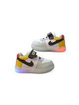 Kids' Yellow & Green Colourblocked LED Sneakers with Velcro