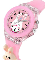 Kids Printed Dial & Straps Scratch Resistant Analogue Watch LED Rabbit Pink Colour