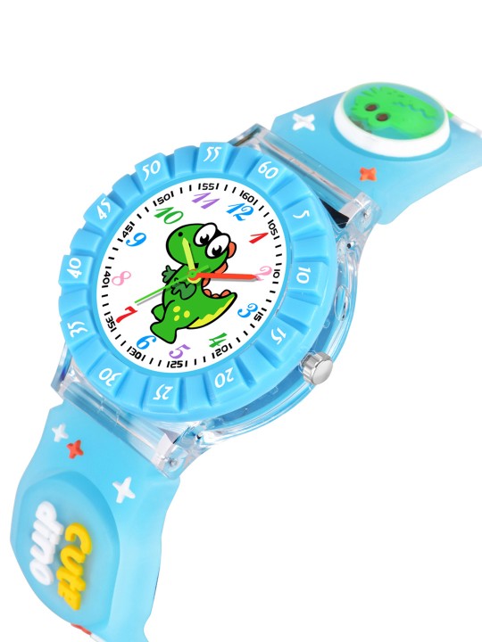 Boys Printed Dial & Straps Analogue Watch SkyBlue Cute Dino