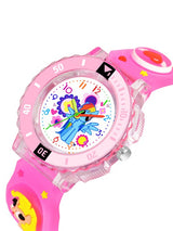 Girls Patterned Dial & Silicon Strap Analogue Watch - Barbie Light Pink