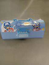 Cartoon character-themed pencil case on a white surface